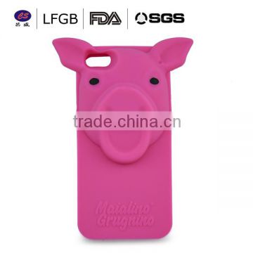 high quality hot selling new design pig shape silicone cell phone case