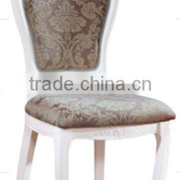 Antique wooden dining chair ,solid wood carving white finished upholstered chair