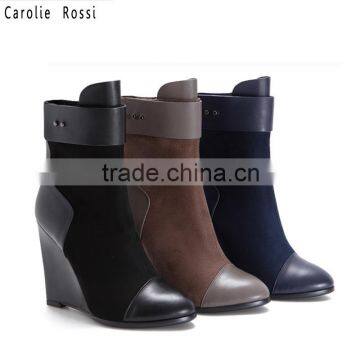 2016 Classic wedge heel wide calf ankle sexy boots women height shoes