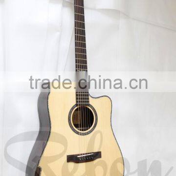 All Solid wood cutaway Acoustic Guitar with solid spruce and rosewood