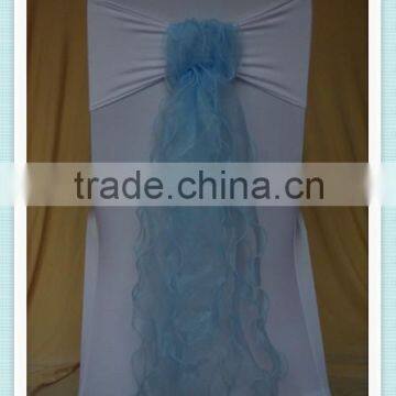 YHS#04 curly organza polyester banquet wedding wholesale chair cover sash bow