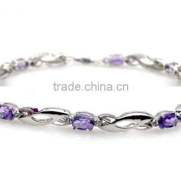 Silver Bracelet &.925 Sterling Silver Jewelry Bracelet Wholesale Jewelry with Amethyst