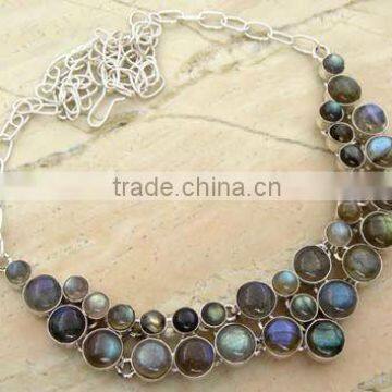 Labradorite Gemstone &.925 Sterling Silver Necklace Jewelry Wholesale Jewellery