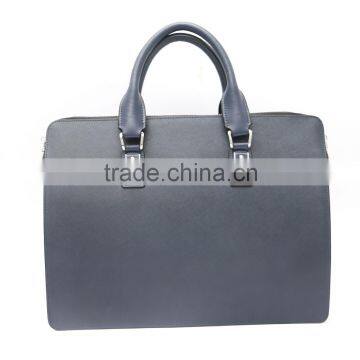 Wholesale low price high quality men's blue real leather business briefcase