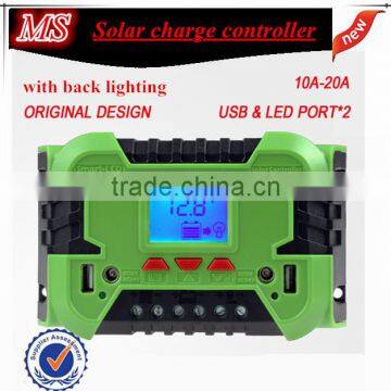 instruction to pwm solar system charge controller 20a with back blue light