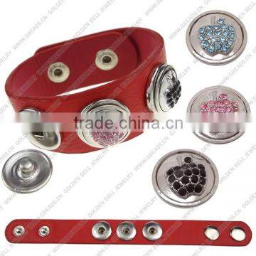 LJ0043 Fashion PU leather snap button bracelets,diy suede leather bracelet,snap button charm leather bracelets bangles