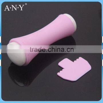 ANY Double Head Pink Metal Handle White Soft Silicon Nail Stamper with Scraper