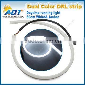 Dual color flexbile 60cm LED daytime running light, auto headlight strip