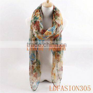 Fashion Women Long Print Soft Cotton Scarf Wrap Ladies Shawl Large soft flower shawl scarf