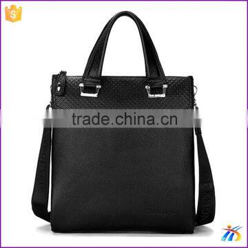 Fashion black genuine leather cross body bag briefcase men bags