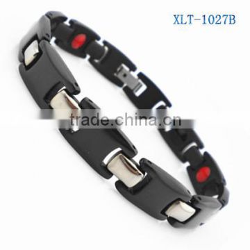 XLT-1027B Pure titanium black plated bracelet with 4 in 1 bio energy elements