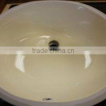 Beige 19" Oval Porcelain Ceramic Undermount Bathroom Sink