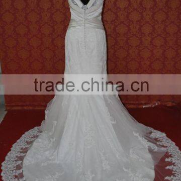 (MY0009) MARRY YOU High Neck V Back Lace Designer Muslim Bridal Gown Marry You China Factory Wedding Dress photo-2