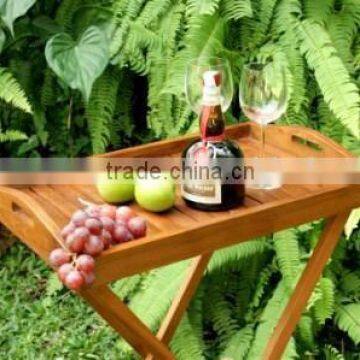 Teak Bandungan Standing Tray in foldable legs