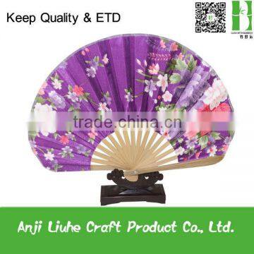 purple Cloth Bamboo Fan For Wedding silk fan