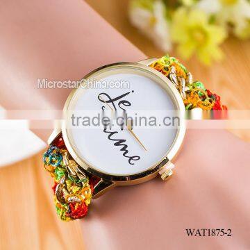 New Classic Geneva Ethnic Braided Analog Quartz Chain Jetaime Stainless Steel Watch photo-2