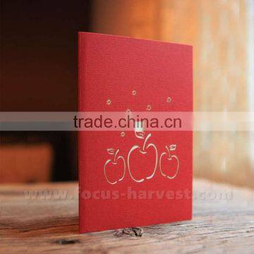 Handmade Card Blessed Christmas Apple Card Santa Fesitival Decorations 3D Hollow Kirigami Apple Style Pop Up Postal Cards photo-5
