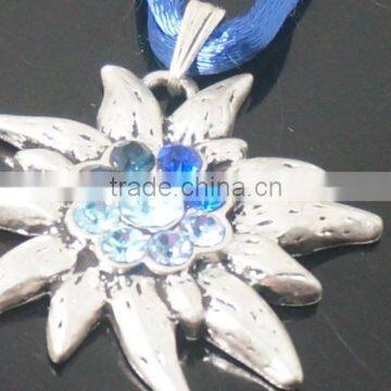 Zinc Alloy Star Pendant Fiber Lariat Rhinestone Dots Necklace