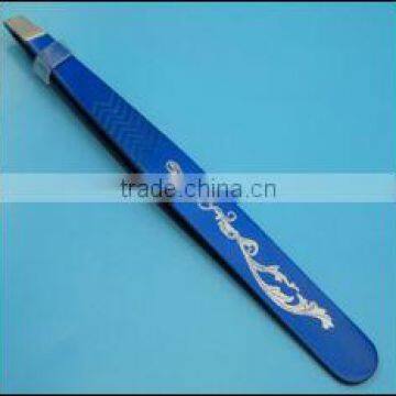 Blue colored Electrophoresis with pattern laser nail tweezer