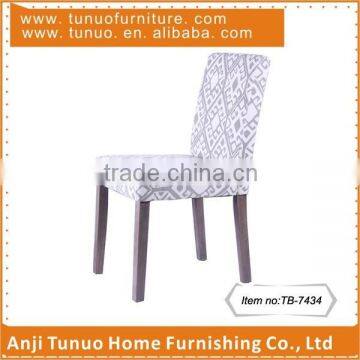 Fashion rubber wood dining chair,Nice pattern fabric,TB-7434