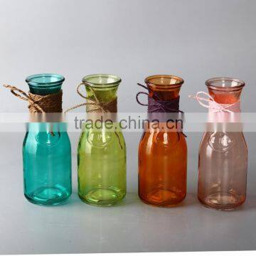 glass milk bottles with decoration