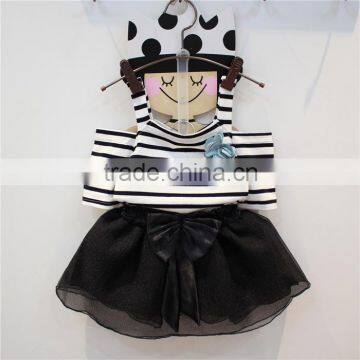 Bulk Wholesale Fashion Design Girls Child Clothes Cotton Black Short Skirt Suit