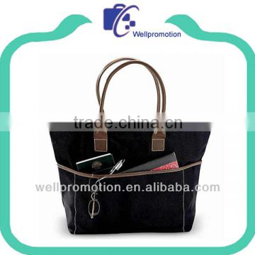 Promotional cheap black canvas tote bags with hard handles