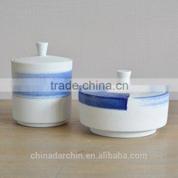 High quality table decoration blue and white rough ceramic storage jars                        
                                                Quality Choice