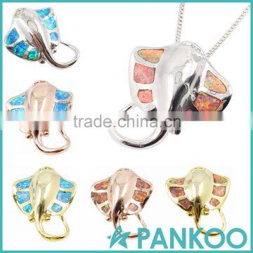 Factory Directly Elephant Design Blue Drop Opal Sterling Silver Necklace Pendant for Lady
