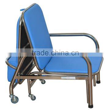 Steel Fold Out Medical Care Bed Chair With Wheels photo-2