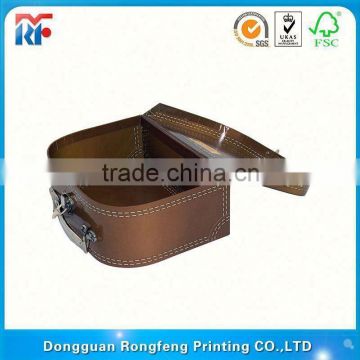 custom logo printed paper cardboard suitcases box with handle