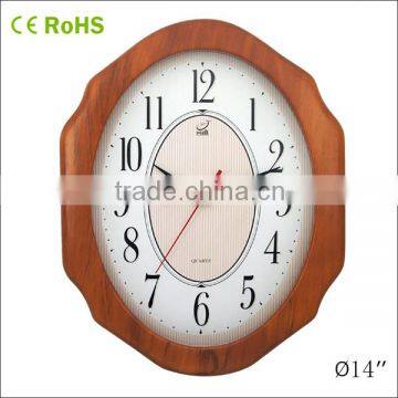 oval shape wooden arts and crafts wall clock (W48LR)