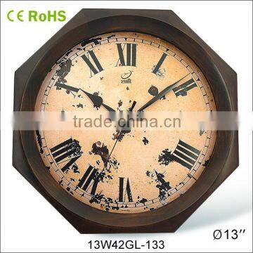 octagonal old looking 13 inch wall clock (13W42GL-133)