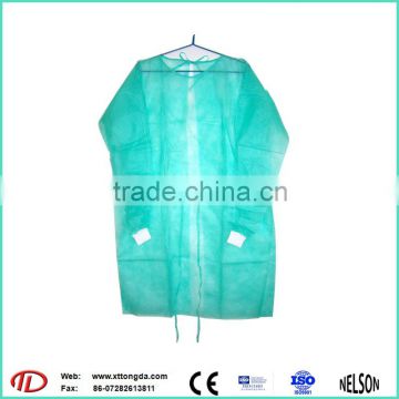 non woven surgical isolation gown back with tie,yellow isolation gown