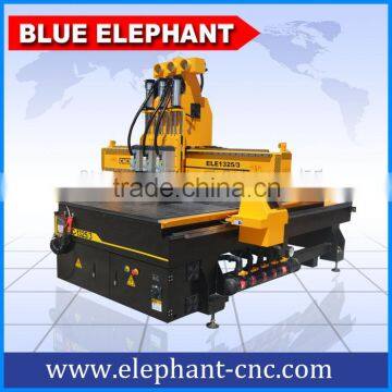 ELE 1325 pneumatic system 3 spindle , cnc atc 1325 , 3d wood carving router machine 3 axis with balance cylinder