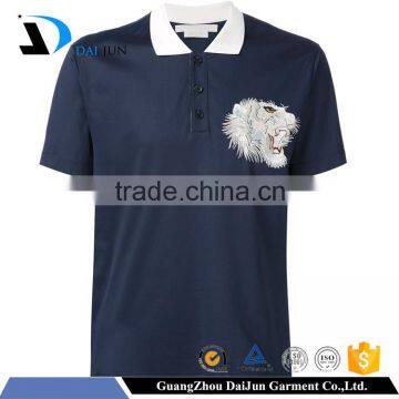 Daijun oem fashion man 180g 100 cotton stitching tiger navy combination polo shirt