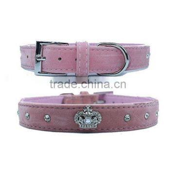 Puppy Collars Bling Rhinestone Crown Studded leather Pet Dog Cat collar Western Designer Dog Collars