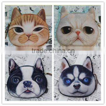 Aimigou Hight Quality Wallets Hot Sale 3D Dog and Cat Face Bag Coin Purses