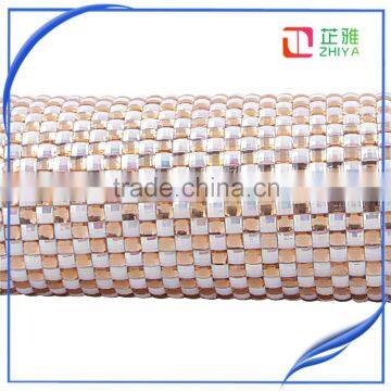 4mm Self Sticker Lct Gloden With White ab Color Luxury Craft Wholesale Rhinestone Mesh Rhinestone Fabric photo-5