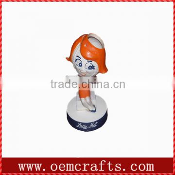 Handmade Resin Cute Lady Figurine Doll Bobblehead