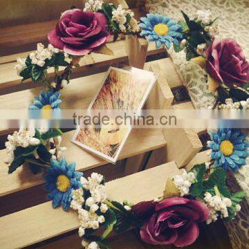 Handmade Artificial Silk Fabric Wedding Head Wreath Purple Rose Flower Wreath