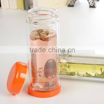 280ml Transparent Custom Double Wall Heat-resistant Tea Cup Portable Pyrex Glass Water Bottle photo-5