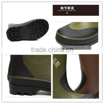 Green Color Rubber Rain Boots Waterproof