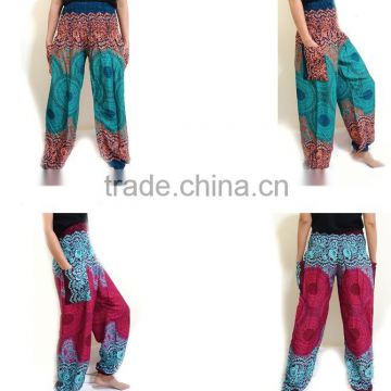 oriental fisherman thai style VTG RETRO INDIE HIPPIE boho pants yoga pants harem pants Mandala floral artprint