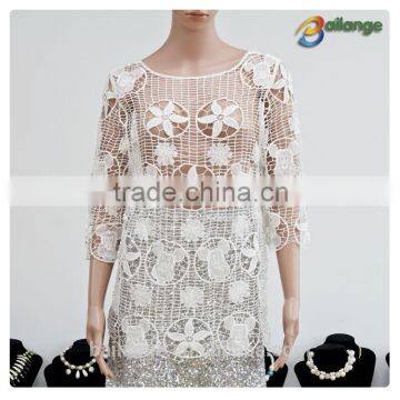 wholesale fashion embroidered ladies crochet Women Vintage Summer see through lace crochet sexy style for dress