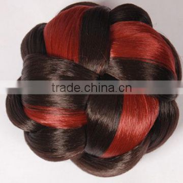 Red hair bun clip making ,synthetic chignons hair pieces dome