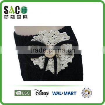 Fashion Crochet Flower With Butterfly Tassel Button Short Legwarmers photo-3
