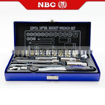 Socket Wrench Tool Sets Case 22pcs 10mm Hand Operate Tools