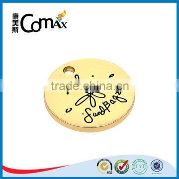 Zinc alloy gold custom engraved metal round charms tag