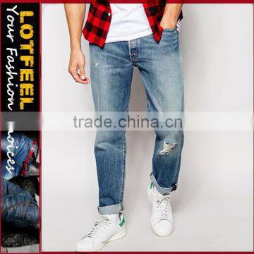 italian branded jeans Distressed slim fit denim man jeans pant tall women jeans jeans garment factory(LOTA044)